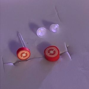 Tiny tomato earrings